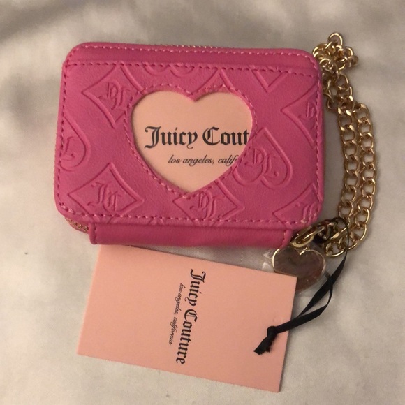 Juicy Couture Juicy Pink Good Times Square Zip Card Case Chain Wrist Strap NWT - Picture 10 of 13
